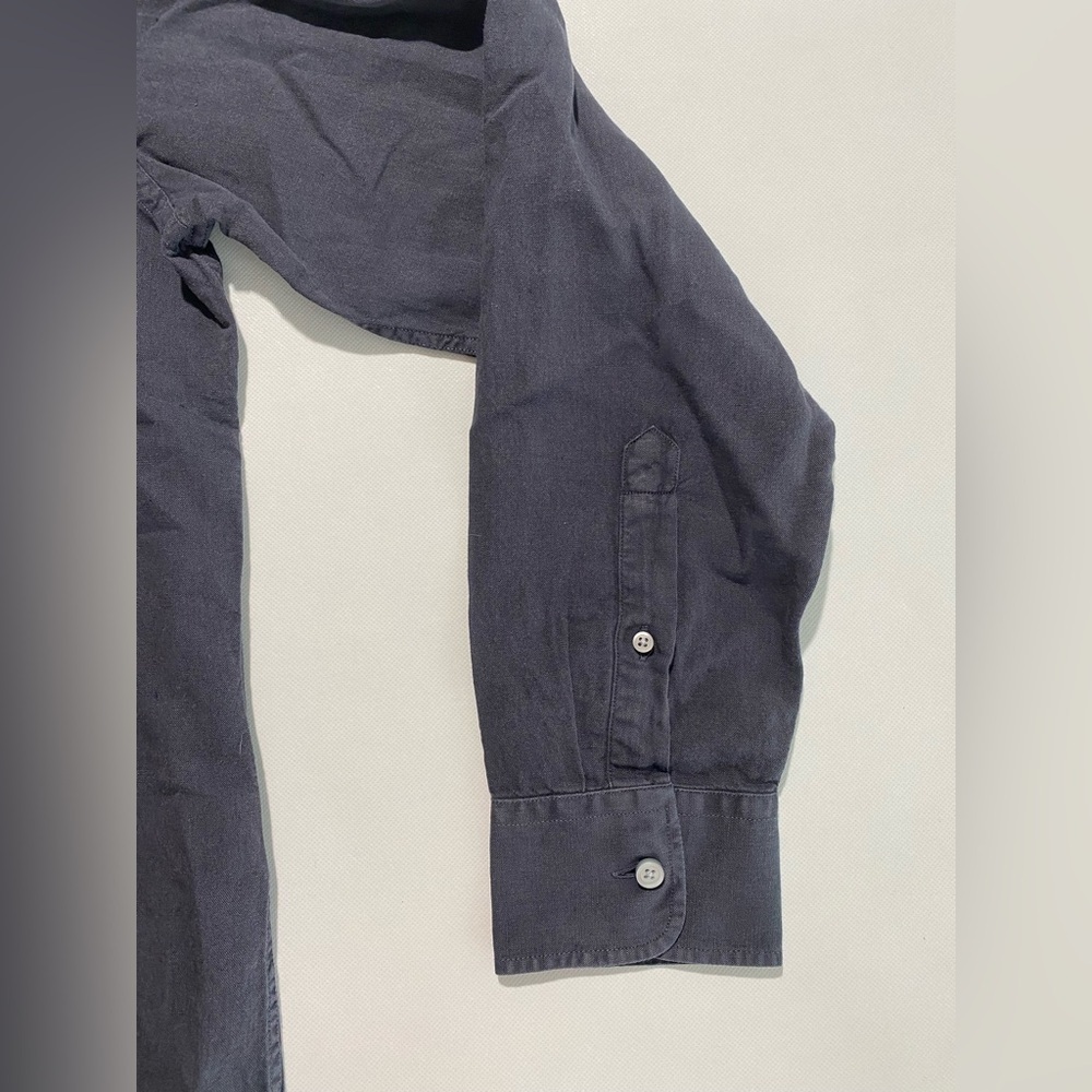 NEW- Size L Mens North Country Long Sleeve Button Down Shirt Linen Dark Navy - Picture 3 of 8